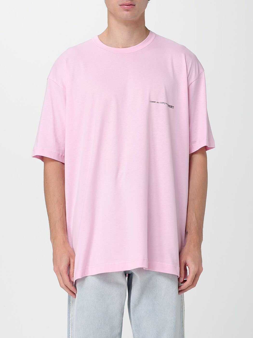 プレイ コムデギャルソン ピンク プリント ハート 半袖Tシャツ