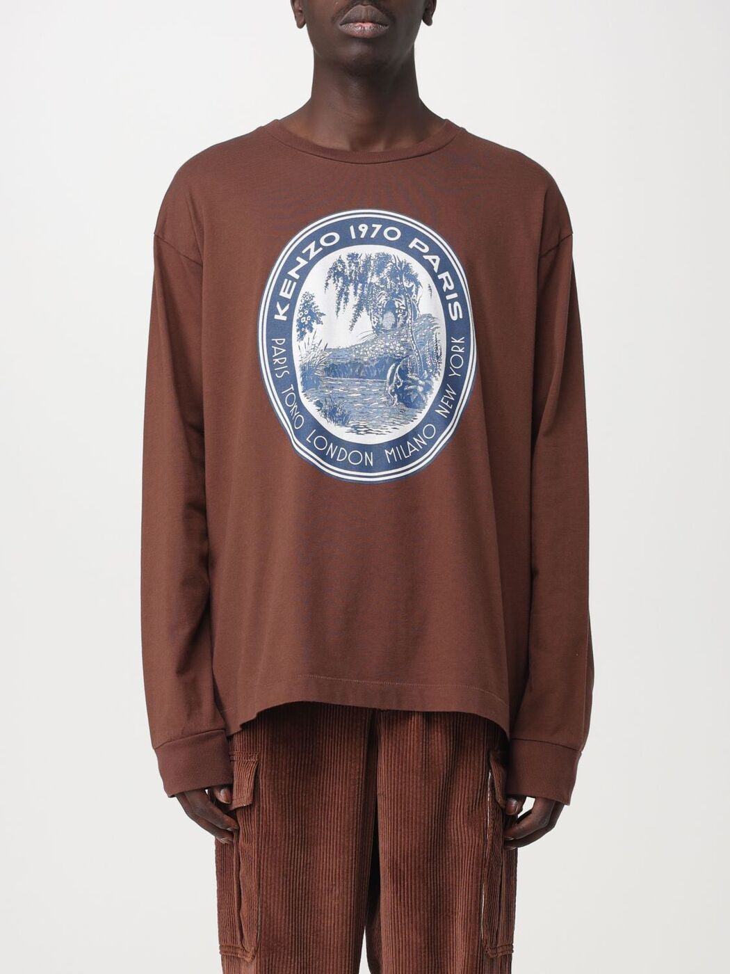 【土日限定クーポン配布中！】 KENZO ケンゾー ブラウン Brown Tシャツ メンズ 秋冬2023 FD65TS1244SG ..