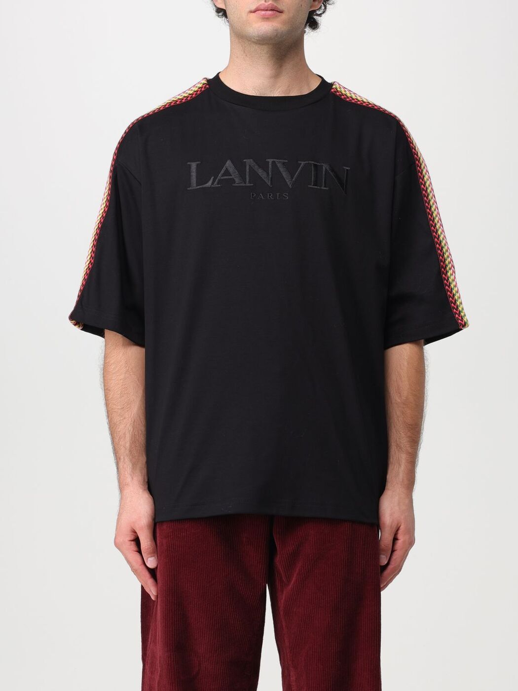 【土日限定クーポン配布中！】 LANVIN ランバン ブラック Black Tシャツ メンズ 秋冬2023 RMTS0026J196..