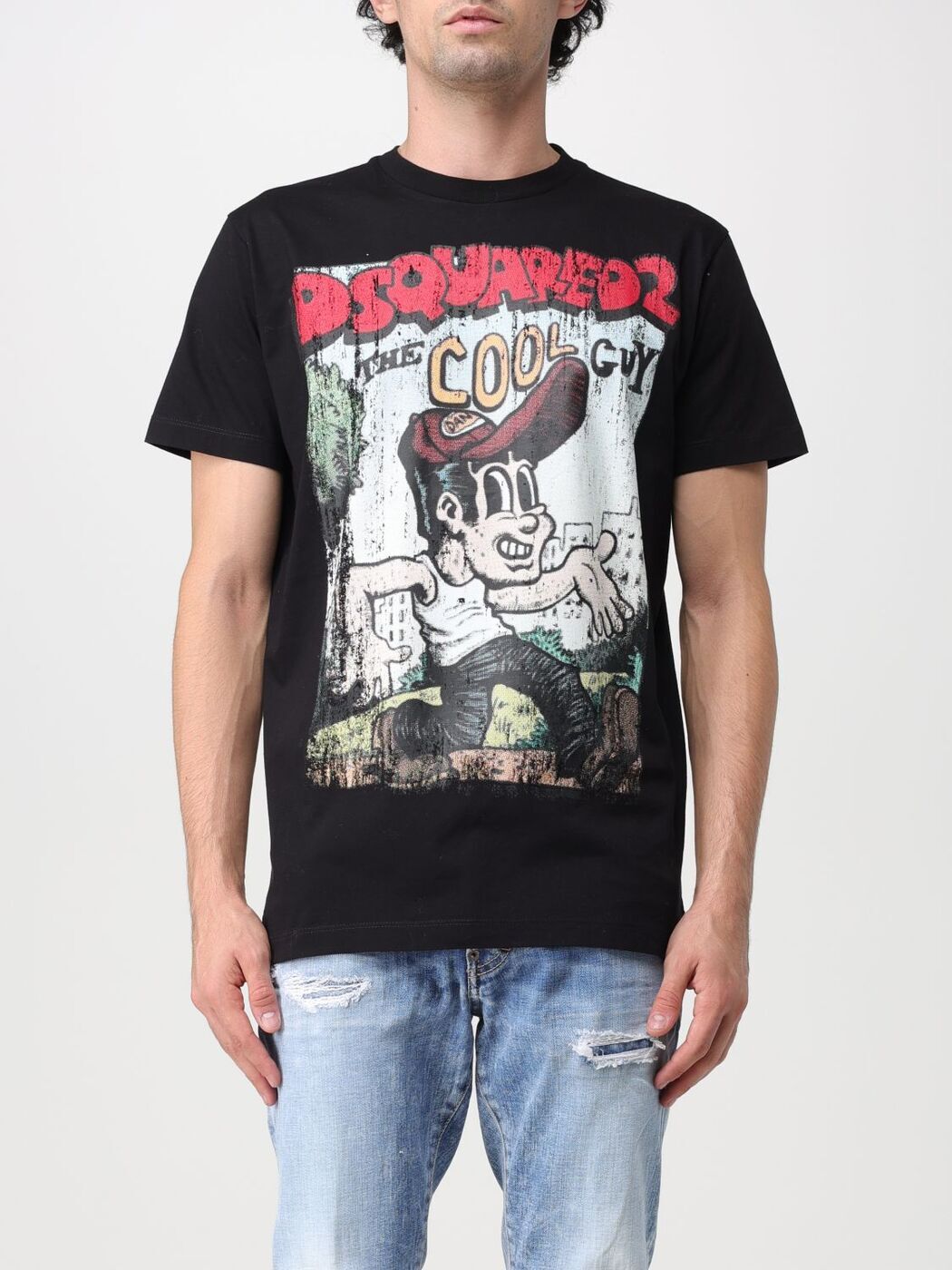 【土日限定クーポン配布中！】 DSQUARED2 ディースクエアード ブラック Black Tシャツ メンズ 秋冬2023..