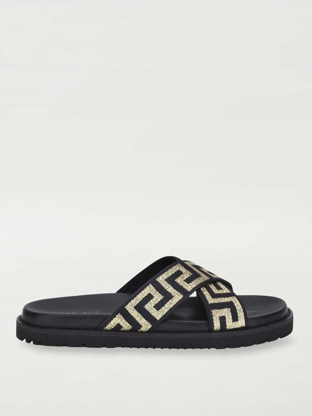 【SALE!!】VERSACE クリスタル トングサンダル 黒 フューシャ SALE!!】VERSACE クリスタル トングサンダル 黒 フューシャ