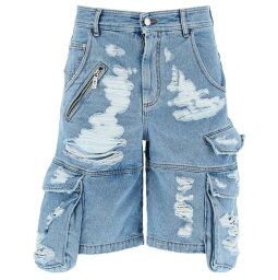 GCDS ジーシーディーエス ブルー Blu Gcds ultracargo destroyed denim shorts スイムウェア メンズ 春夏2023 SS23M360257 【関税・送料無料】【ラッピング無料】 ik