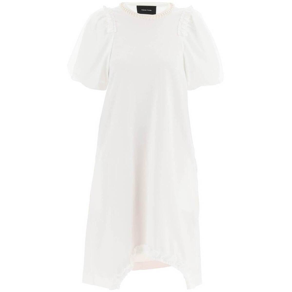 SIMONE ROCHA シモーネロシャ ホワイト Bianco Simone rocha cotton dress with tulle sleeves and pearls ドレス レディース 春夏2023 TS359B 0553 【関税・送料無料】【ラッピング無料】 ikのサムネイル