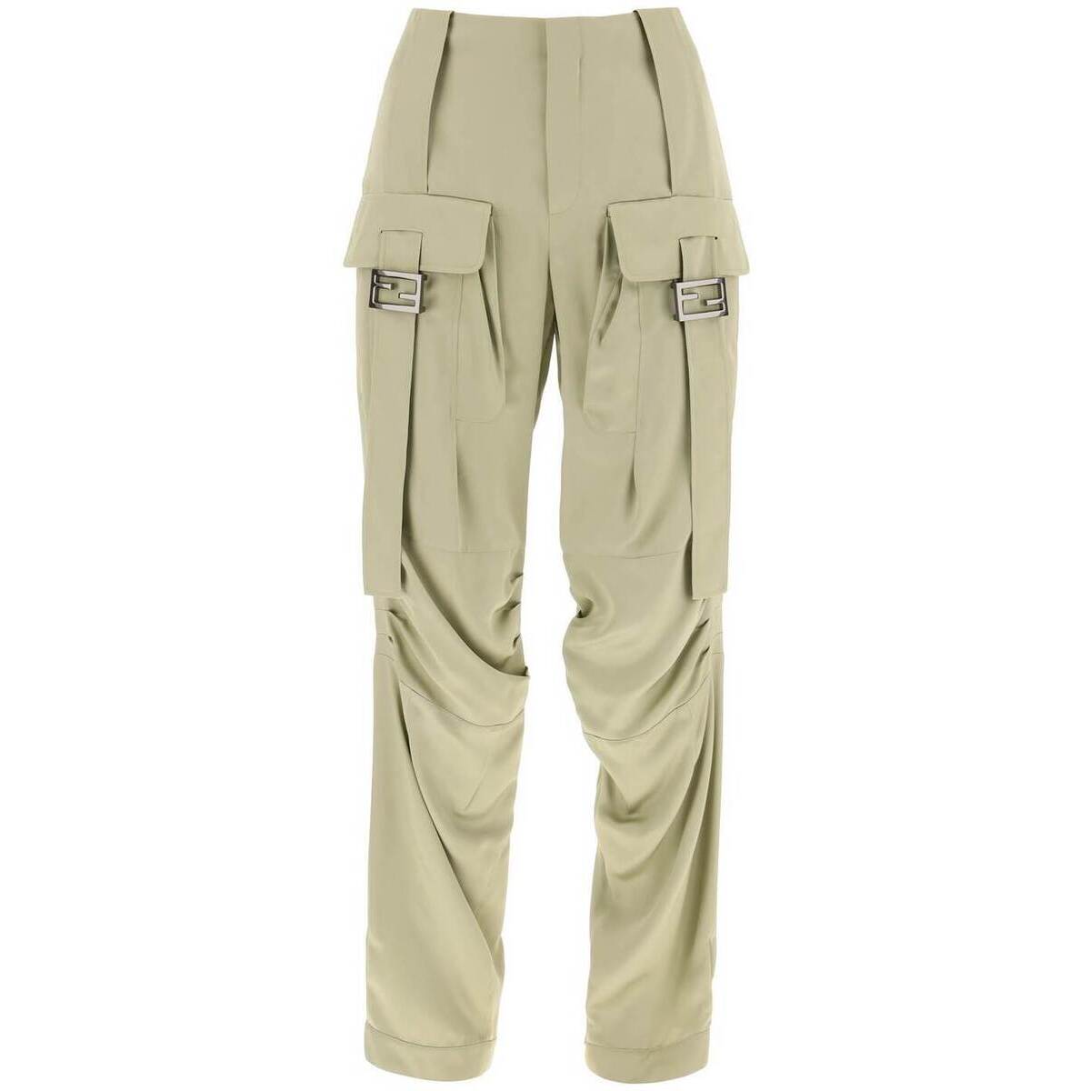 【土日限定クーポン配布中！】 FENDI フェンディ グリーン Verde Fendi satin cargo pants パンツ レディース 秋冬2023 FR6476 ANQ8 【関税・送料無料】【ラッピング無料】 ik