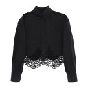 【15,000円以上ご購入で1,000円OFF！】 BURBERRY バーバリー ブラック Nero Burberry cropped shirt with macrame lace insert シャツ レディース 秋冬2023 8067780 【関税・送料無料】【ラッピング無料】 ik