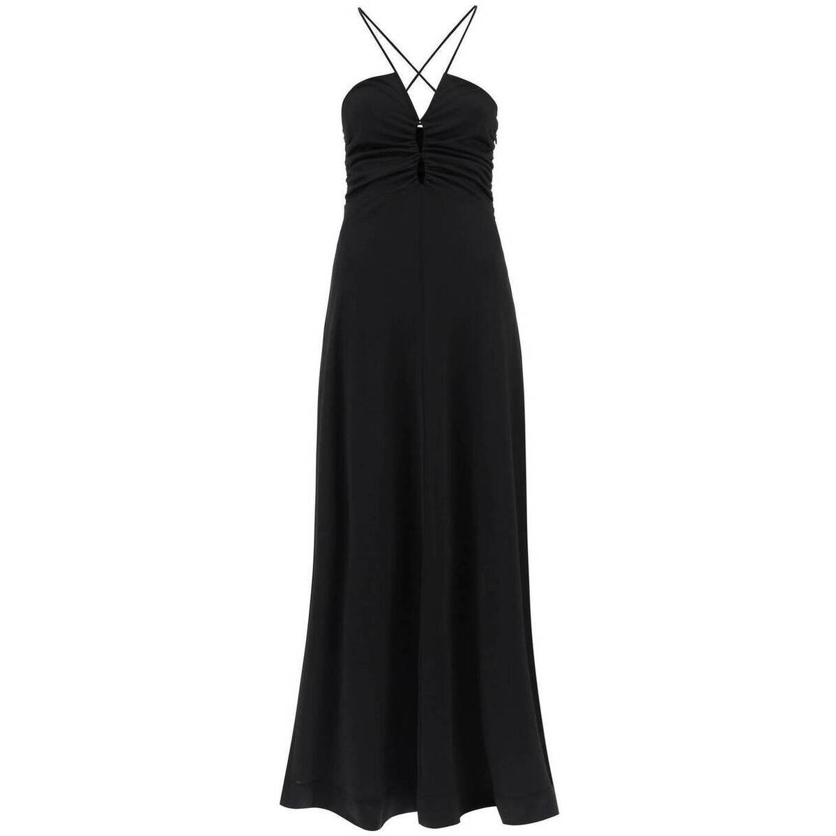 【土日限定クーポン配布中！】 GANNI ガニー ブラック Nero Ganni crepe jersey maxi dress ドレス レディース 秋冬2023 T3558 【関税・送料無料】【ラッピング無料】 ik