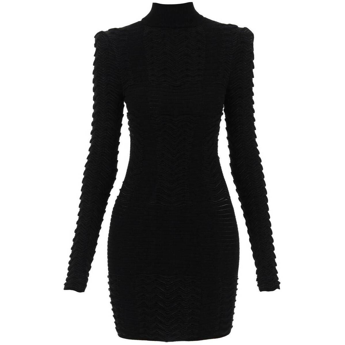 【土日限定クーポン配布中！】 BALMAIN バルマン ブラック Nero Balmain turtleneck mini dress in texturized knit ドレス レディース 秋冬2023 BF1R8239KE96 【関税・送料無料】【ラッピング無料】 ik