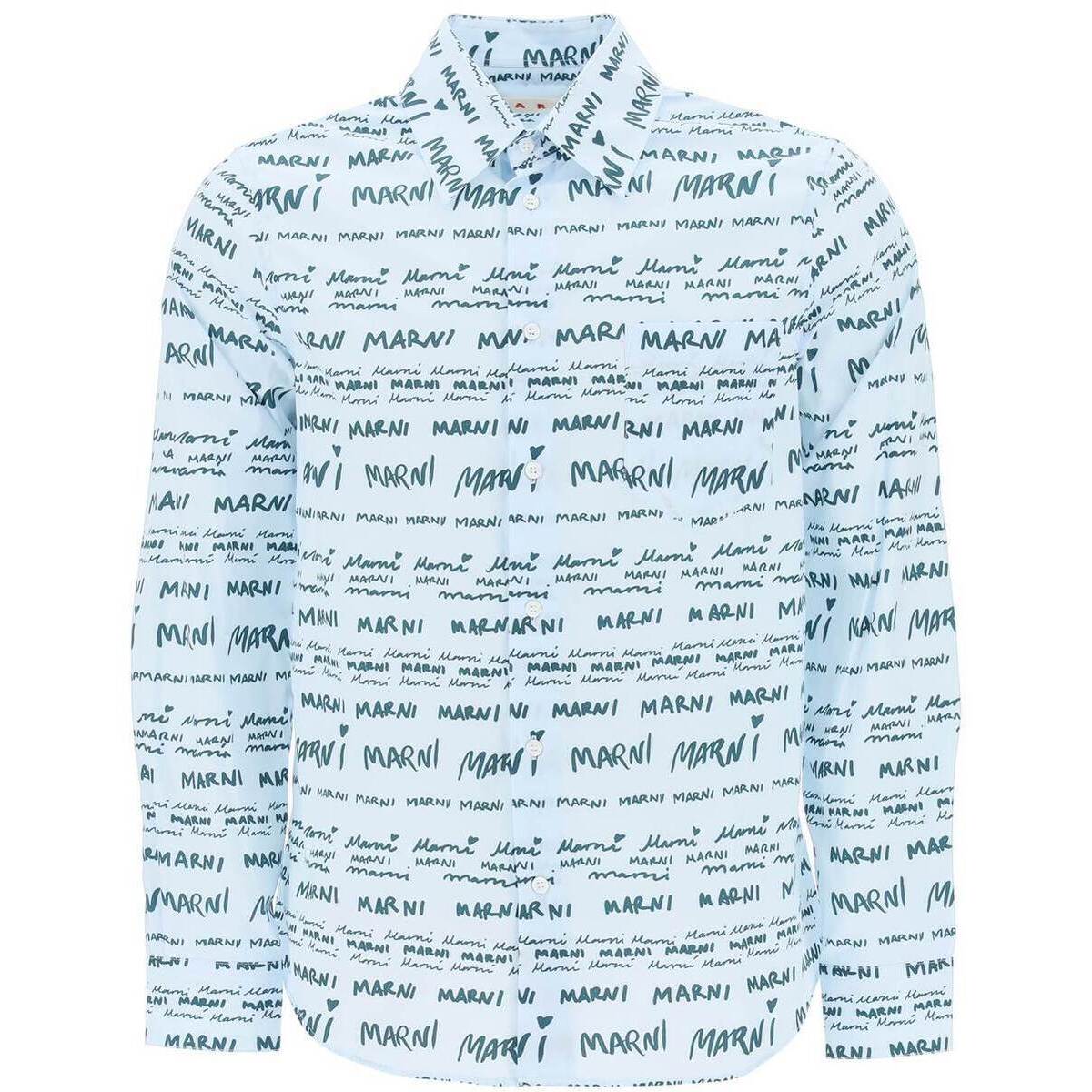 MARNI マルニ Celeste Marni shirt with logo lettering motif シャツ メンズ 秋冬2023 CUMU0203A0UTC290 【関税・送料無料】【ラッピング無料】 ikのサムネイル