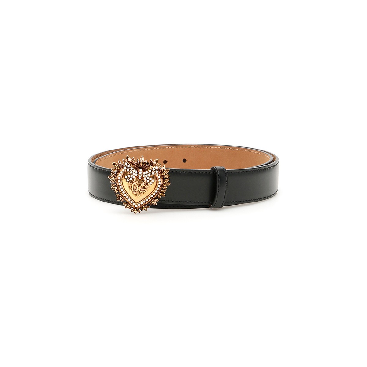 ドルガバ ベルト（レディース） 【本日5の付く日ポイント4倍!】 DOLCE&GABBANA ドルチェ&ガッバーナ ブラック Nero Dolce & gabbana devotion leather belt ベルト レディース 秋冬2023 BE1315 AK861 【関税・送料無料】【ラッピング無料】 ik