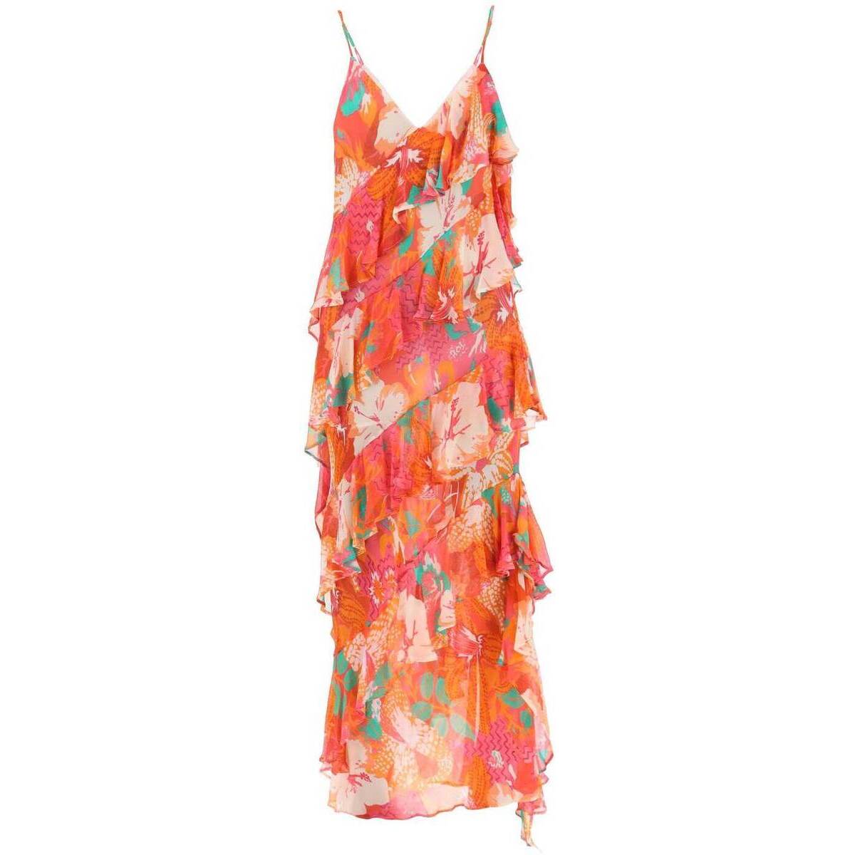 MSGM २ ޥ顼 Multicolor Msgm maxi frilled dress with tropical motif ɥ쥹 ǥ ղ2023 3441MDA197 237157 ڴǡ̵ۡڥåԥ̵ ik