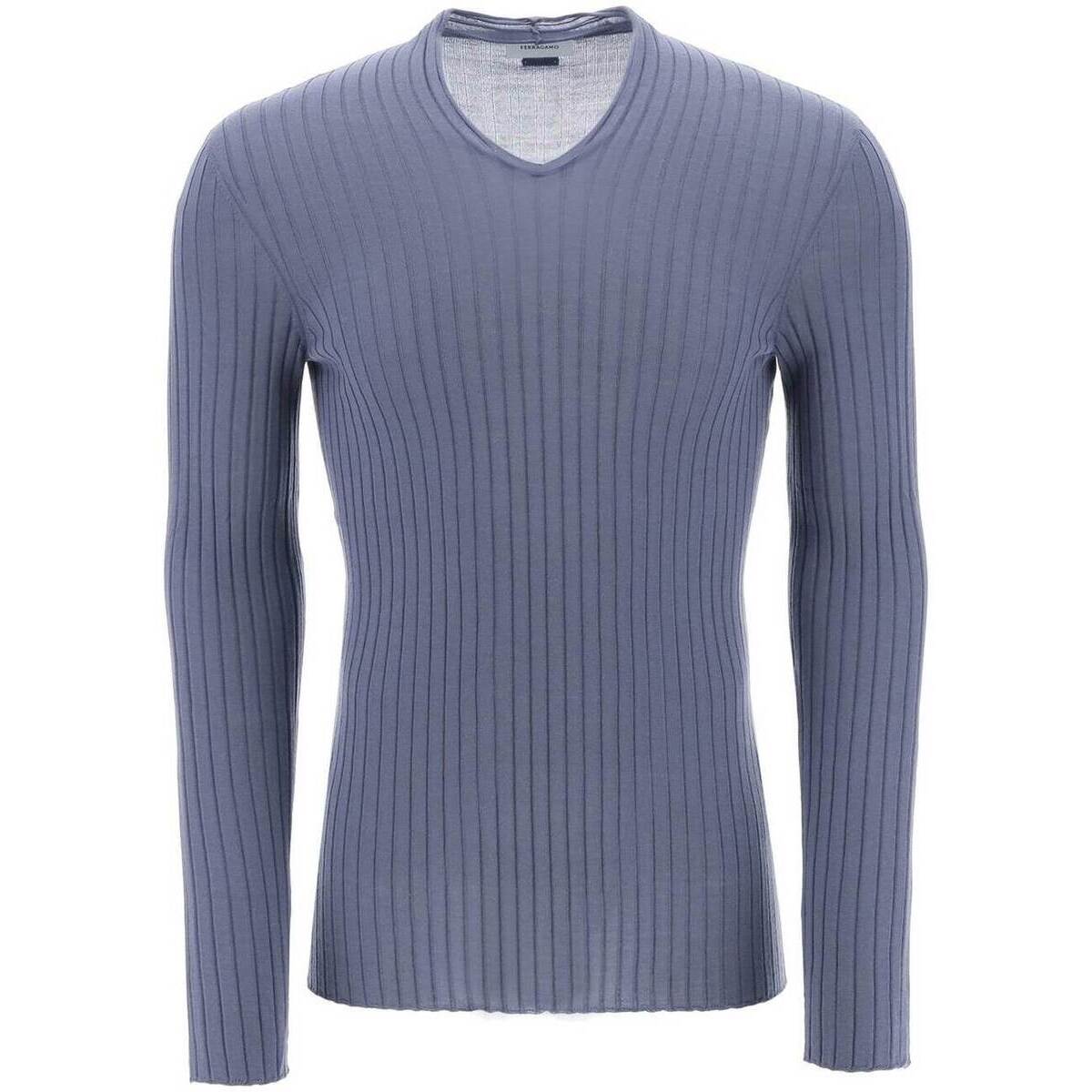 FERRAGAMO フェラガモ ブルー Celeste Salvatore ferragamo ribbed-knit sweater トレーナー メンズ 秋冬2023 1222080766509 【関税・送料無料】【ラッピング無料】 ik