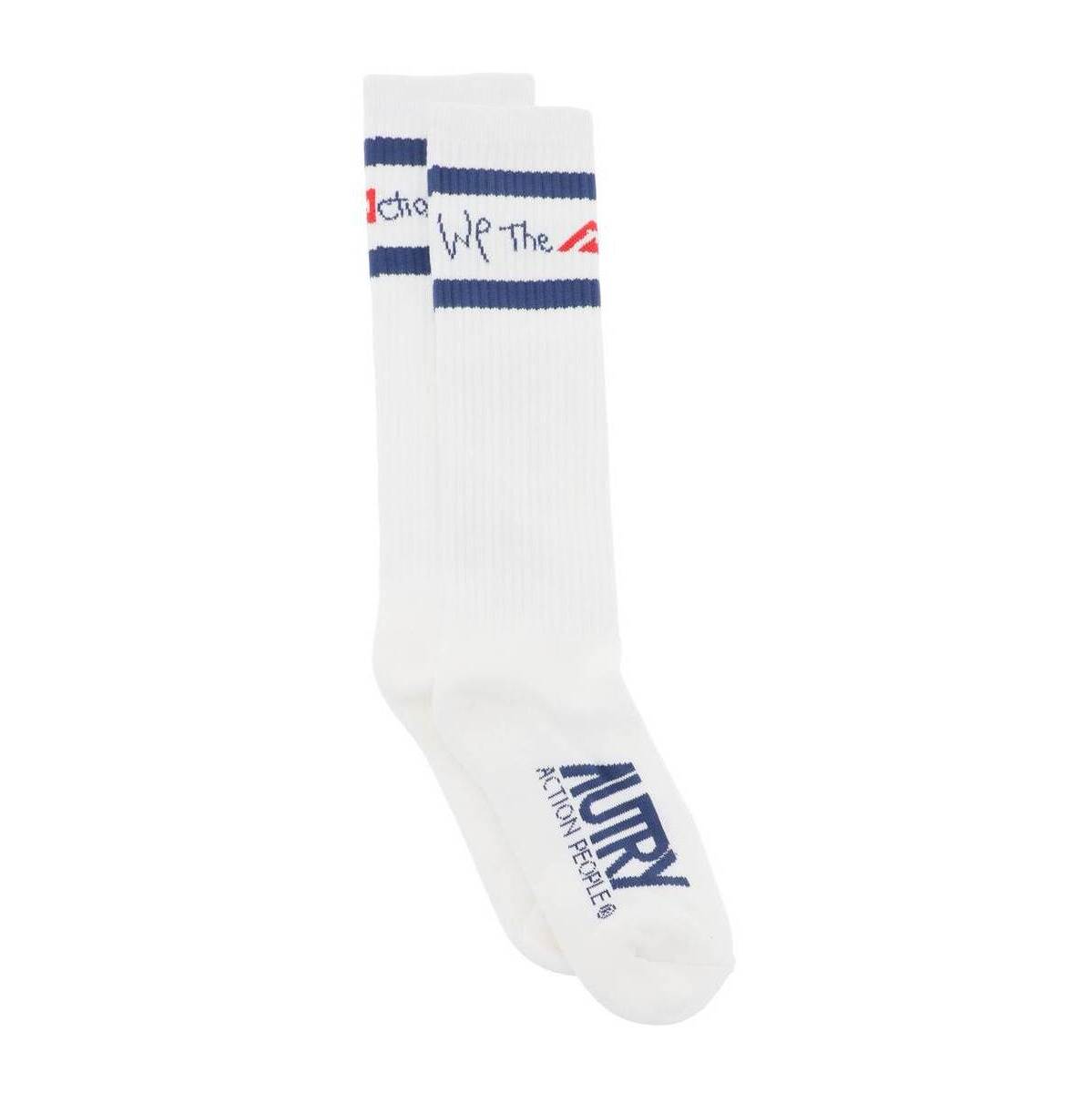 AUTRY ホワイト Bianco Autry socks with logo ソックス レディース ...