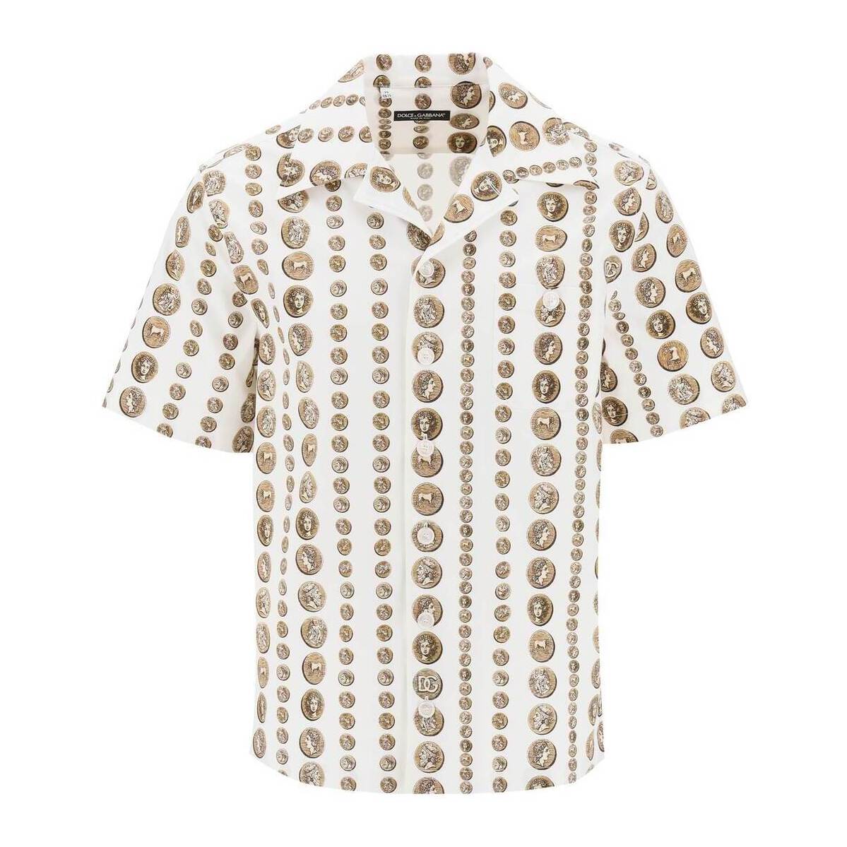 ドルチェ&ガッバーナ DOLCE&GABBANA ドルチェ&ガッバーナ ホワイト Bianco Dolce & gabbana coin print short sleeve shirt シャツ メンズ 秋冬2023 G5JH9T FSFMU 【関税・送料無料】【ラッピング無料】 ik