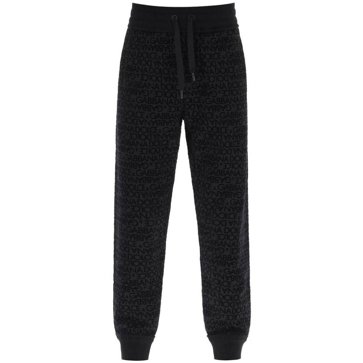 【土日限定クーポン配布中！】 DOLCE&GABBANA ドルチェ&ガッバーナ ブラック Nero Dolce & gabbana flocked-logo joggers パンツ メンズ 秋冬2023 GZ0BAT G7KV0 【関税・送料無料】【ラッピング無料】 ik