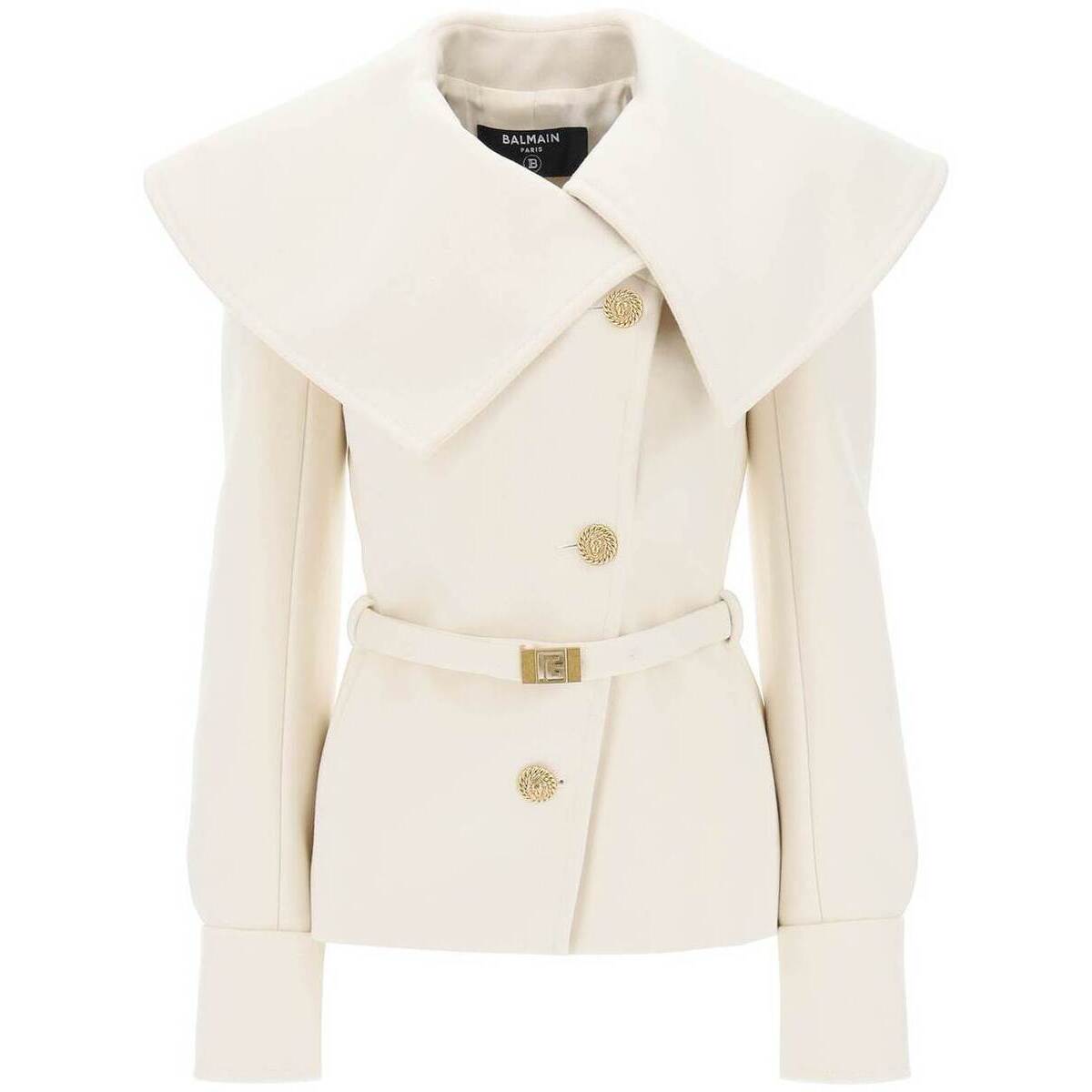 BALMAIN バルマン ホワイト Bianco Balmain belted double-breasted peacoat コート レディース 秋冬2023 BF0TE160WB72 【関税・送料無料】【ラッピング無料】 ik