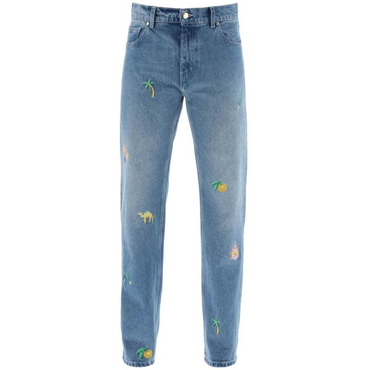 CASABLANCA カサブランカ ブルー Celeste Casablanca embroidered straight jeans デニム メンズ 春夏2024 MPS24TR00202 【関税・送料無料】【ラッピング無料】 ik