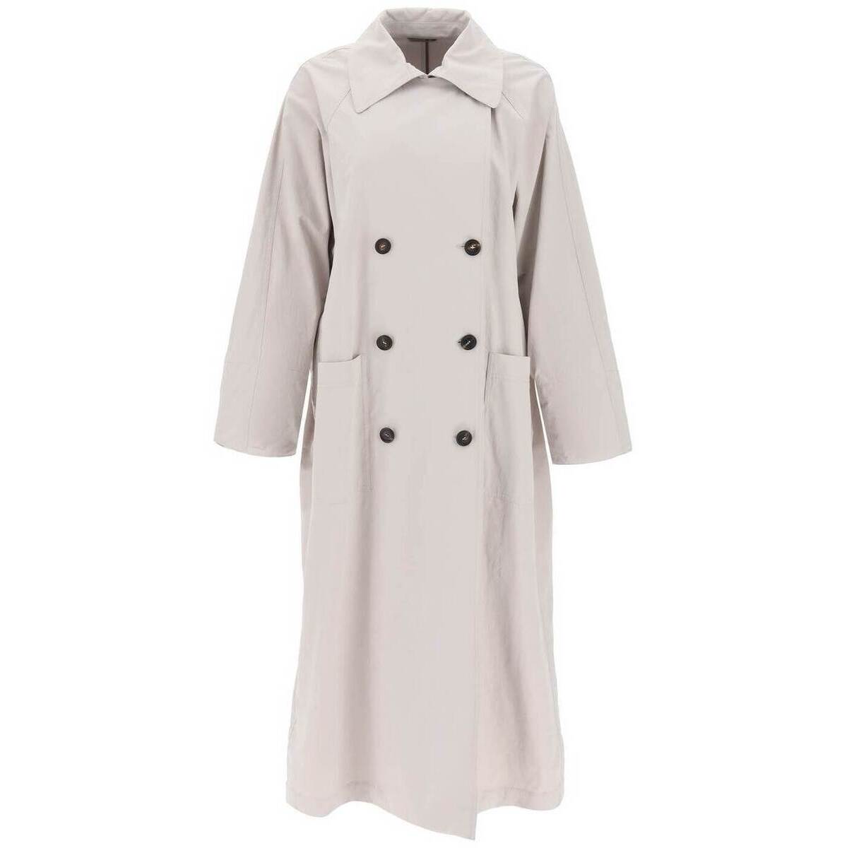 BRUNELLO CUCINELLI ブルネロクチネリ グレー Grigio Brunello cucinelli double-breasted trench coat with shiny cuff details コート レディース 春夏2024 MH5739795 【関税・送料無料】【ラッピング無料】 ik