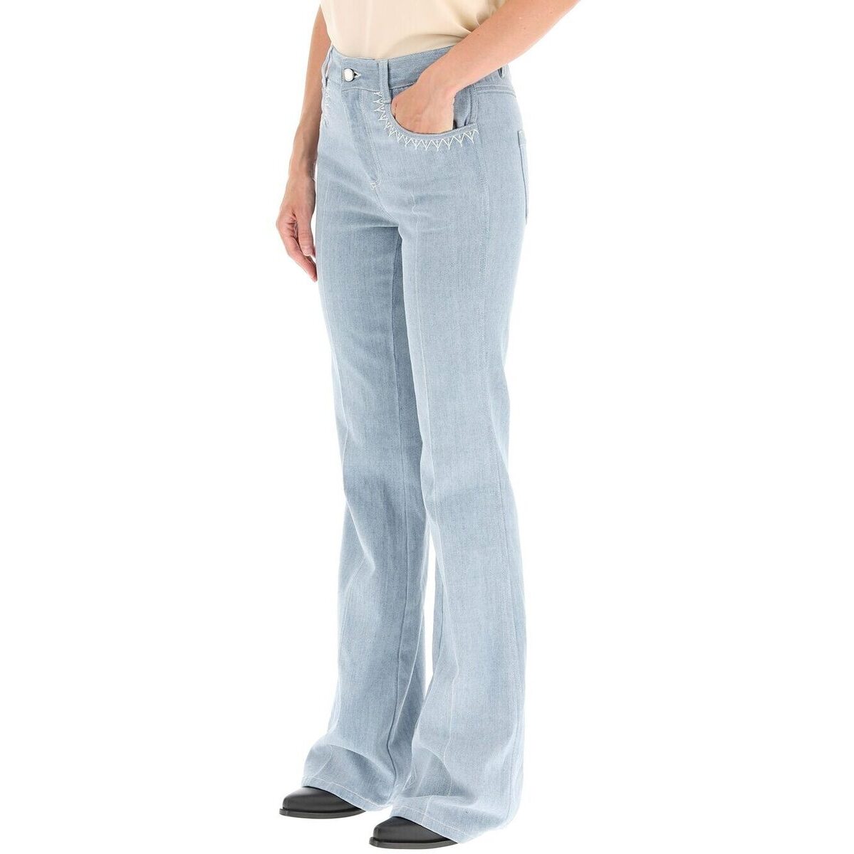 品質保証2022 CHLOE Chloe' flared jeans with lasered logo デニム レディース 秋冬2021 CHC21ADP82151 ik：BRANDSHOP・クラージュ店 クロエ Celeste 日本製国産