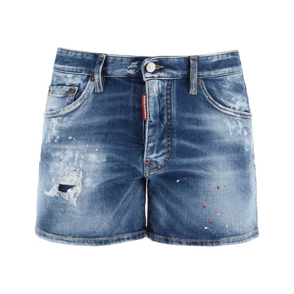 DSQUARED2 ディースクエアード ブルー Blu Dsquared2 sexy 70 039 s shorts in worn out booty denim スイムウェア メンズ 春夏2024 S74MU0822 S30663 【関税 送料無料】【ラッピング無料】 ik