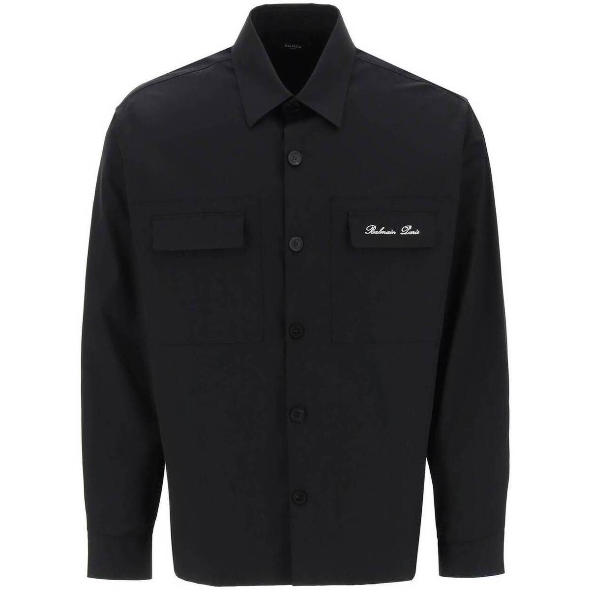 BALMAIN バルマン ブラック Nero Balmain overshirt with logo embroidery シャツ メンズ 春夏2024 CH1HS166CC63 【関税 送料無料】【ラッピング無料】 ik