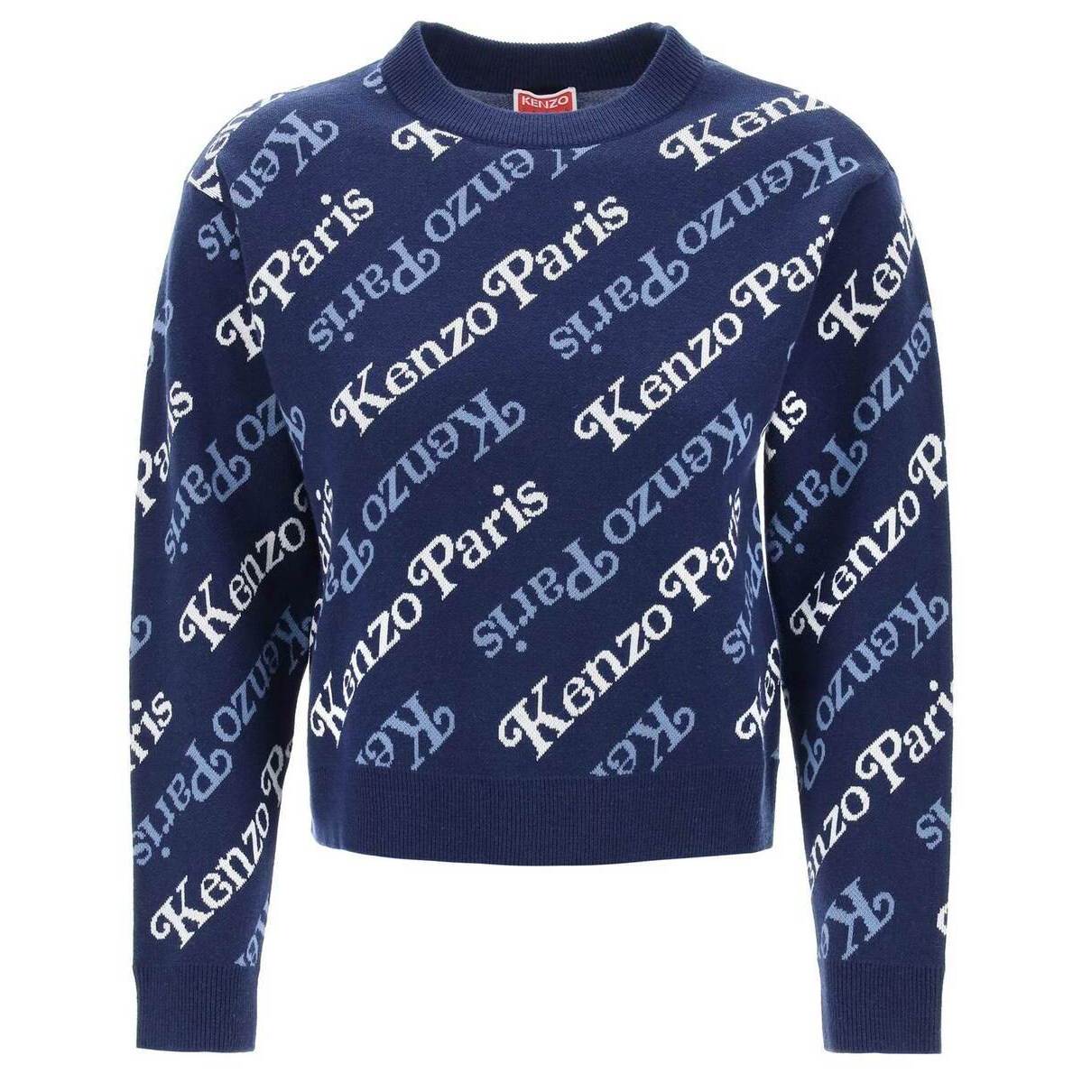 KENZO ケンゾー ブルー Blu Kenzo sweater with logo pattern トレーナー レディース 春夏2024 FE52PU4..