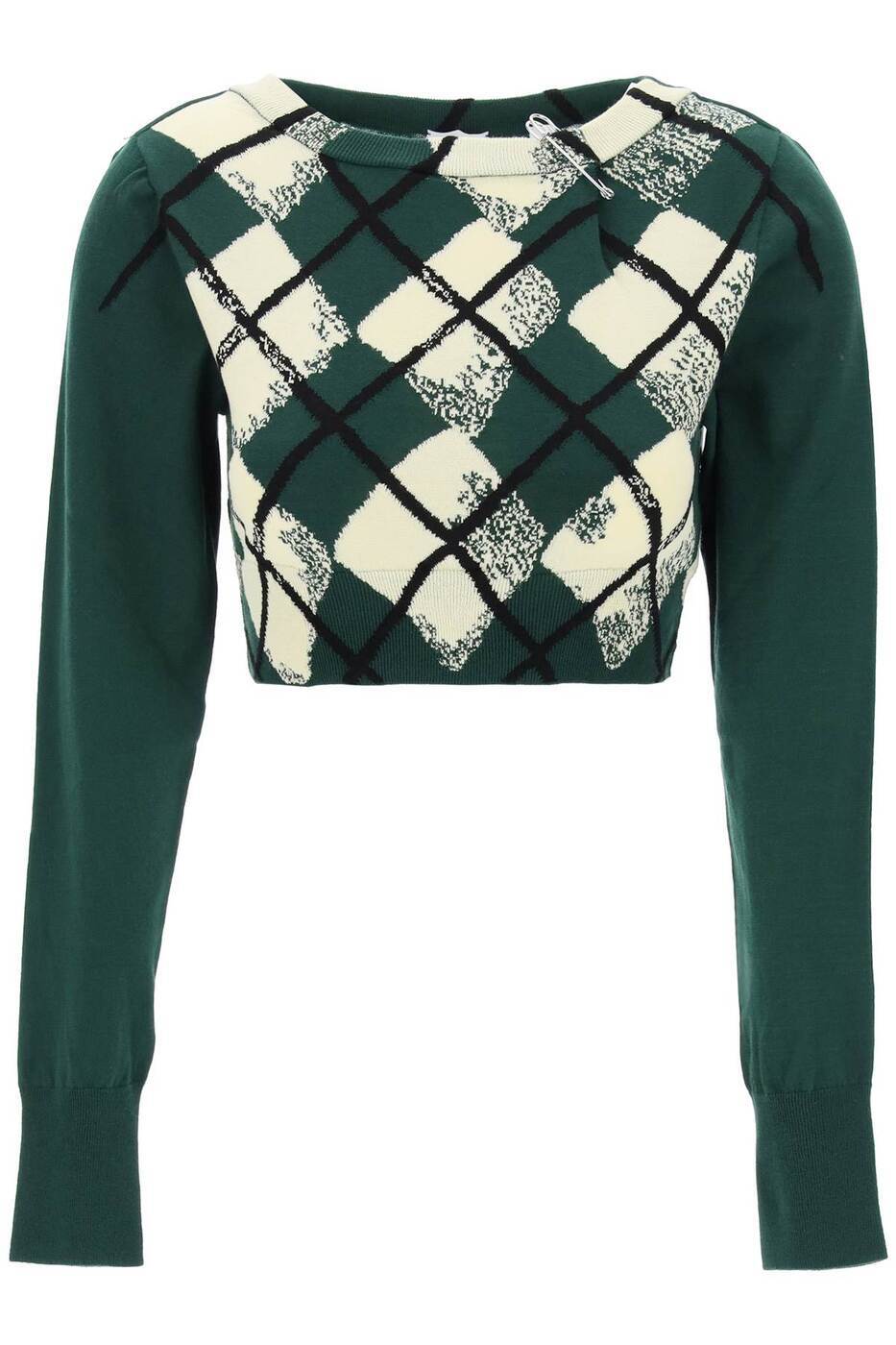 BURBERRY バーバリー グリーン Verde Burberry cotton pullover with argyle pattern トレーナー レデ..