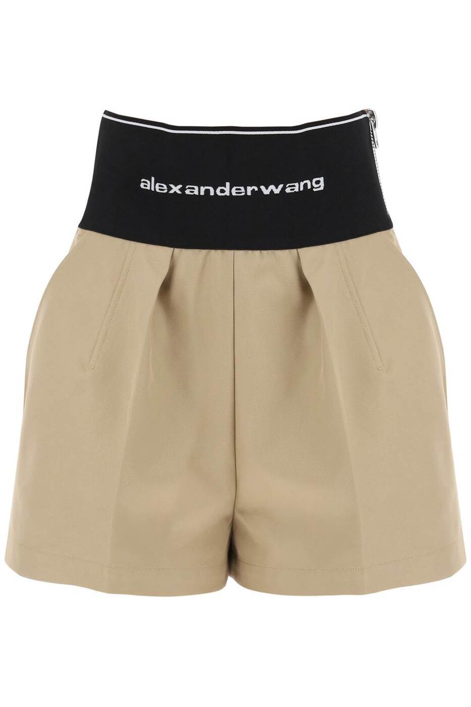 ALEXANDER WANG 쥭 ١ Beige Alexander wang cotton and nylon shorts with branded waistband 硼 ǥ ղ2024 1WC1224450 ڴǡ̵ۡڥåԥ̵ ik