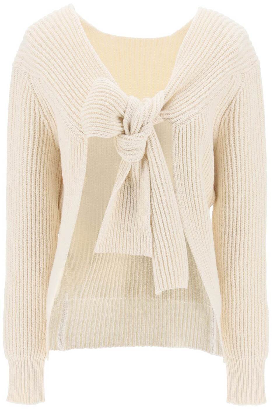 JIL SANDER ジルサンダー ベージュ Beige Jil sander ribbed sweater with tieable closure トレーナー..