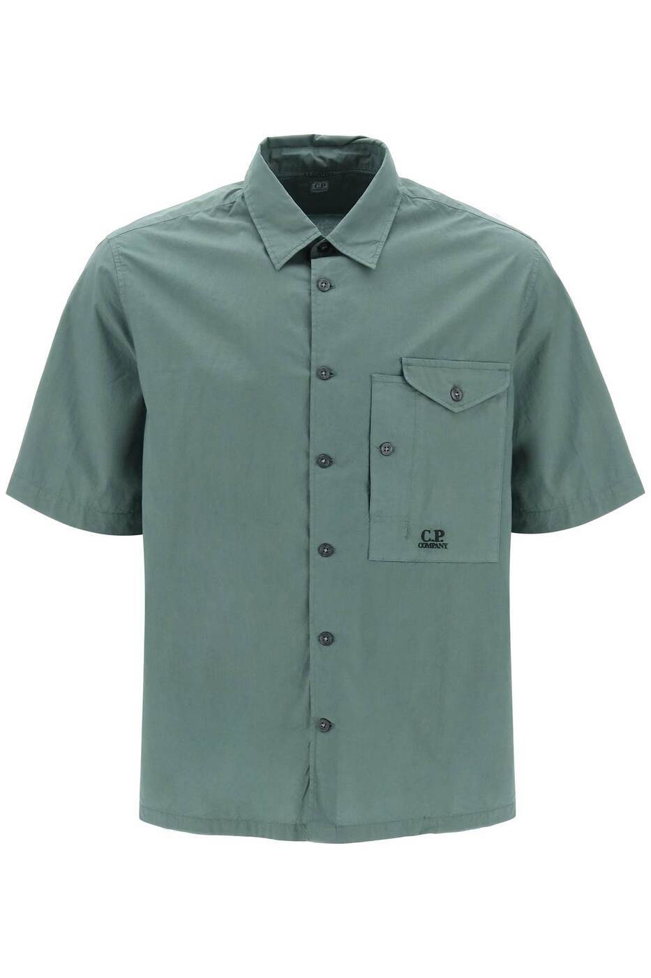 CP COMPANY シーピー カンパニー グリーン Verde Cp company short-sleeved poplin shirt シャツ メンズ 春夏2024 16CMSH208A 005328G  ik