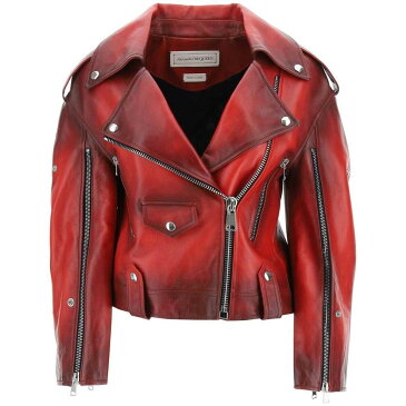 ALEXANDER MCQUEEN アレキサンダー マックイーン Rosso Alexander mcqueen biker jacket in shaded leather トップス レディース 秋冬2022 710366 Q5AJQ 【関税・送料無料】【ラッピング無料】 ik