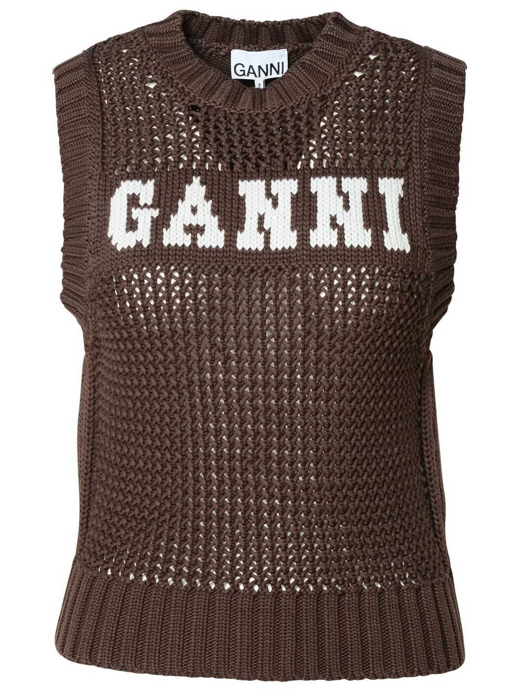 GANNI ガニー ブラウン Brown ニットウェア レディース 春夏2024 K2120079 【関税・送料無料】【ラッピング無料】 iaのサムネイル