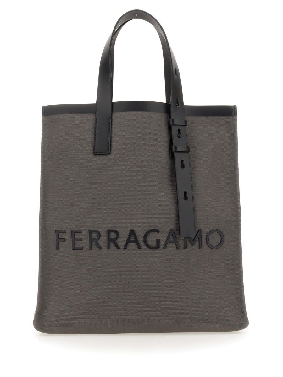 FERRAGAMO フェラガモ グレー GREY トートバッグ メンズ 秋冬2023 764872_241297DARKGREY/NERO 【関税・送料無料】【ラッピング無料】 ia