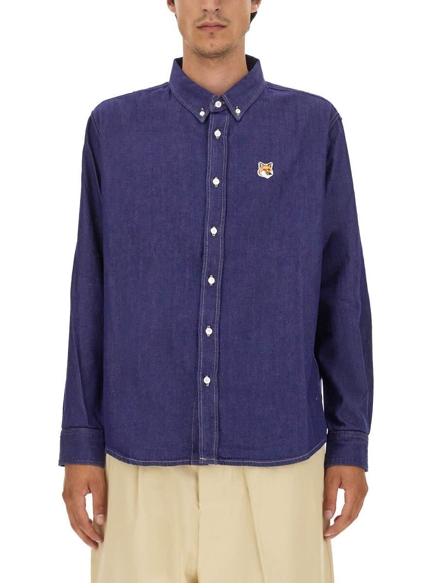 MAISON KITSUNE メゾン キツネ ブルー BLUE シャツ メンズ 秋冬2023 LM00401WW0084_INDIGO 【関税・送料無料】【ラッピング無料】 iaのサムネイル