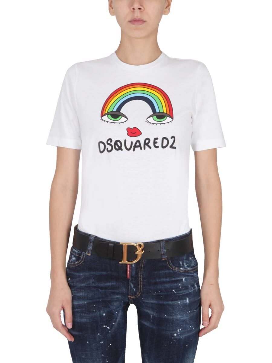 DSQUARED2 ディースクエアード ホワイト WHITE Tシャツ レディース 春夏2022 S72GD0362_S22507100 【関税・送料無料】【ラッピング無料】 ia