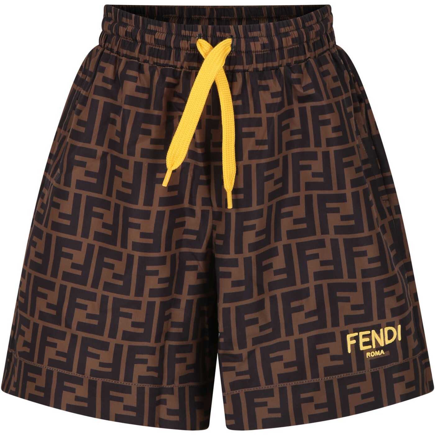 【土日限定クーポン配布中！】 FENDI FENDI ブラウン Marrone スイムウェア ボーイズ 春夏2024 JMM023 ..