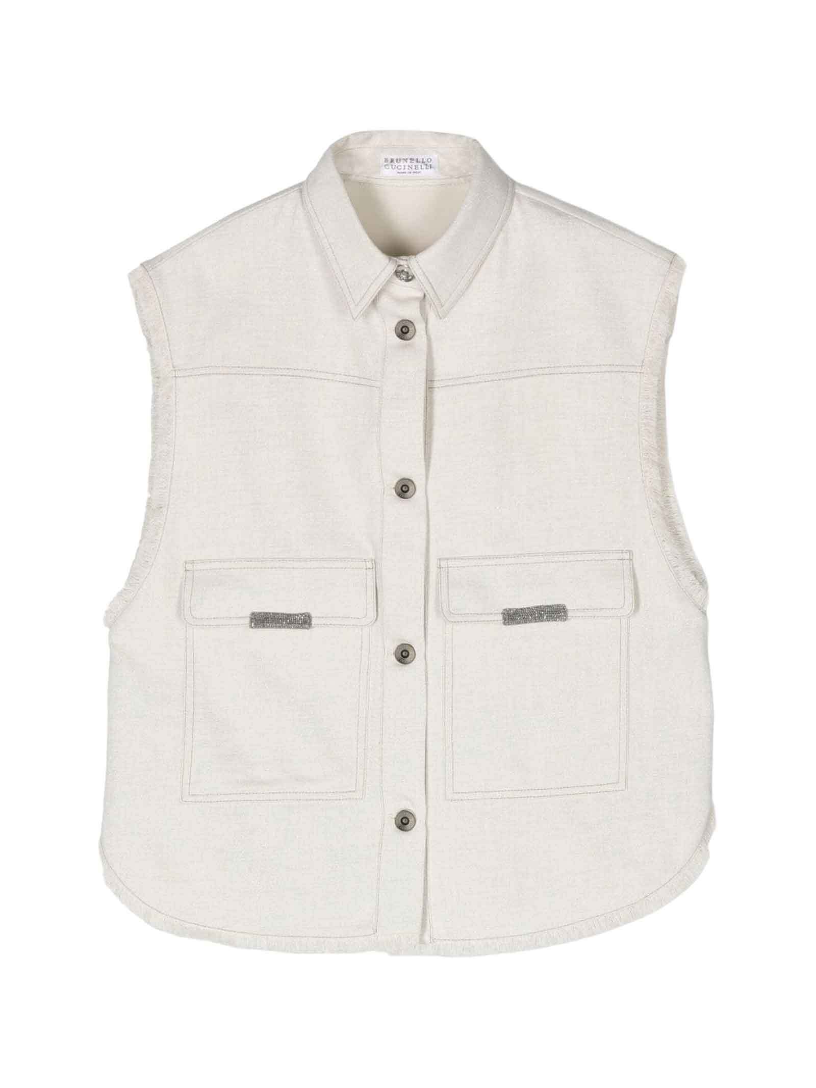 【本日5の付く日ポイント4倍!】 BRUNELLO CUCINELLI ブルネロ クチネリ ホワイト Bianco ジャケット ボーイズ 春夏2023 BL187S012 C001 【関税・送料無料】【ラッピング無料】 ia