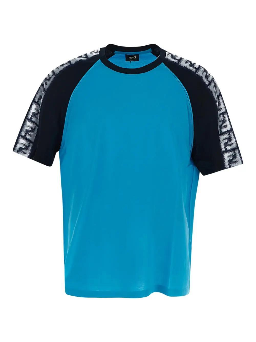 【土日限定クーポン配布中！】 FENDI フェンディ ブルー LIGHT BLUE Tシャツ メンズ 春夏2023 FAF679 AN5YF1KRV 【関税・送料無料】【ラッピング無料】 ia