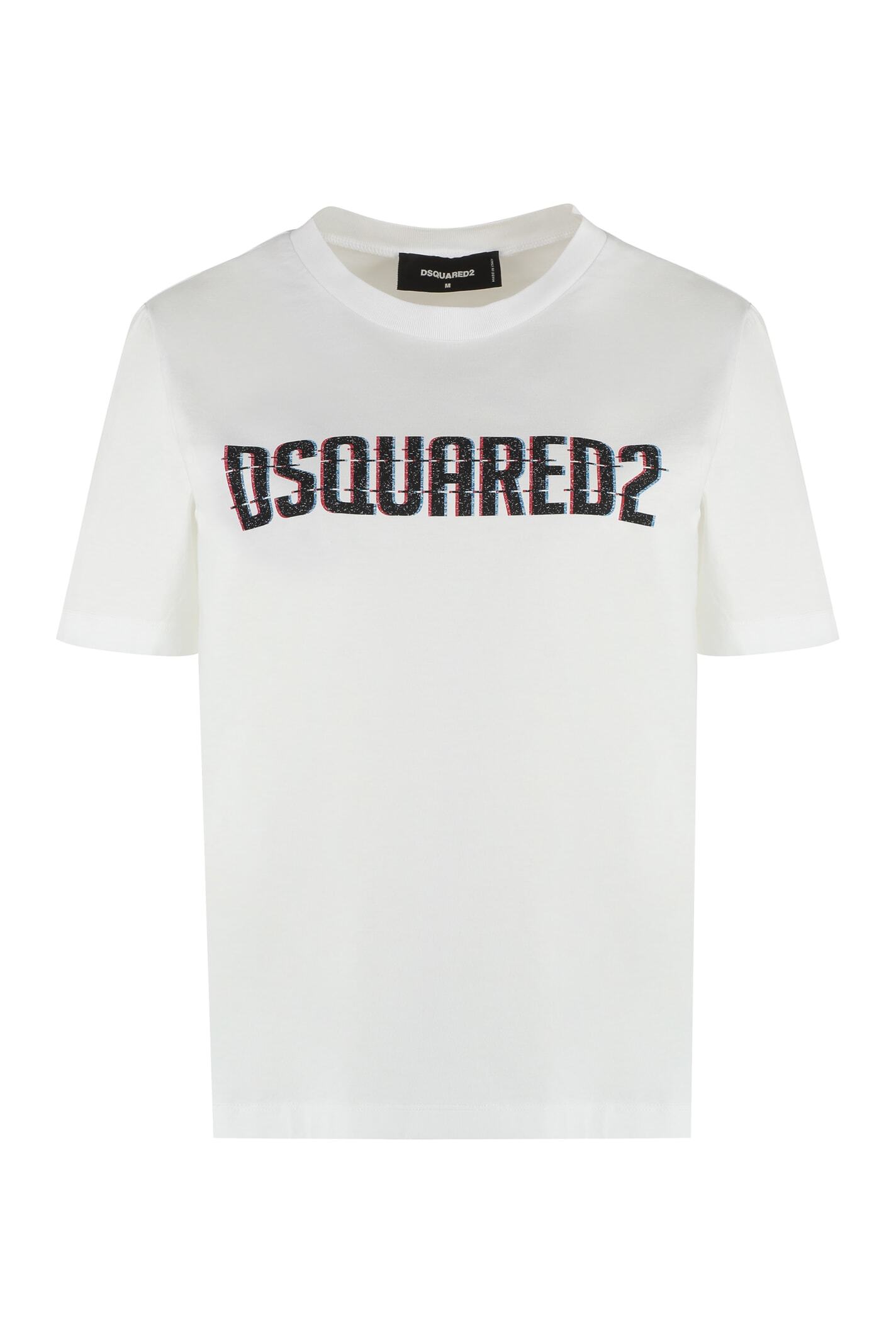 【土日限定クーポン配布中！】 DSQUARED2 ディースクエアード ホワイト White Tシャツ レディース 秋冬2023 S75GD0356S23009_100 【関税・送料無料】【ラッピング無料】 ia