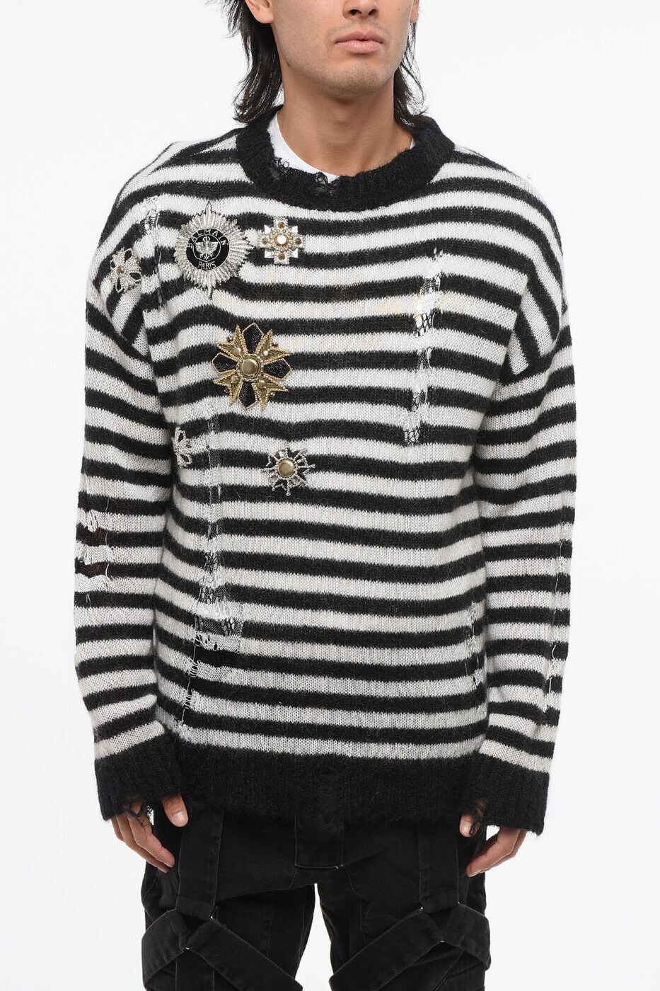 �Х�ޥ� BALMAIN ���롼�ͥå������ѡ� �˥åȥ����� ��� �֥�å� Crew neck jumpers YU1KE03563KCEAB ���� ����...