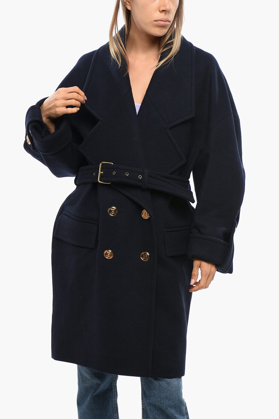 Хޥ BALMAIN ȥ  ǥ ֥롼 Coats and trench coats XF1UD001WB006UC  ̵...