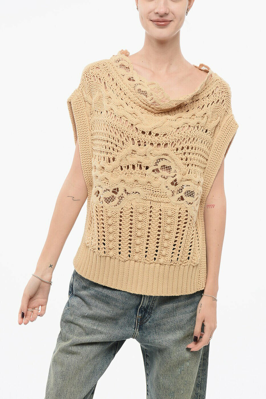 エルマンノ シェルヴィーノ ERMANNO SCERVINO クルーネックジャンパー ニットウェア レディース ベージ..