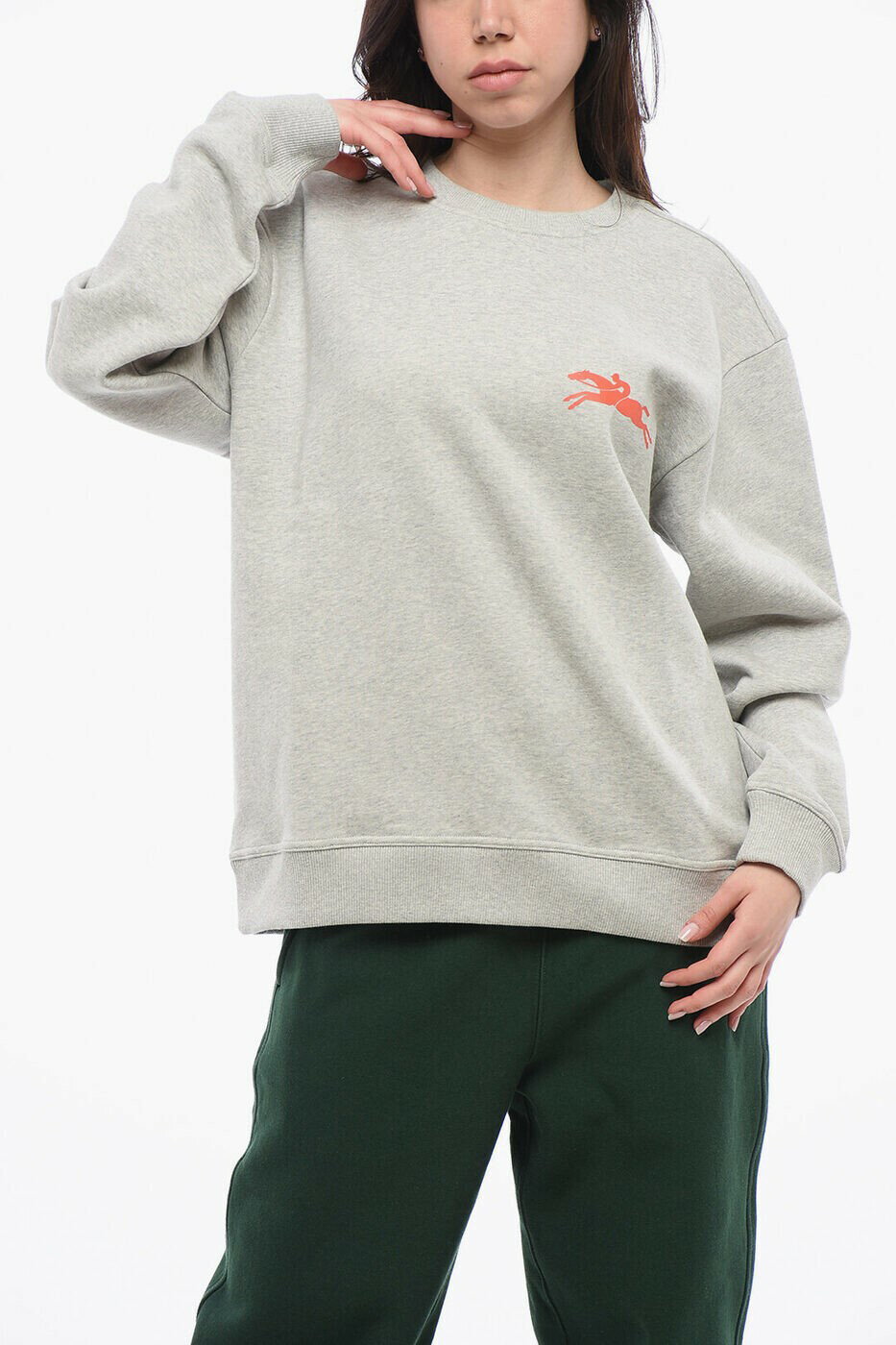 ロンシャン LONGCHAMP クルーネックスウェットシャツ トレーナー レディース グレー Crew neck sweatsh..