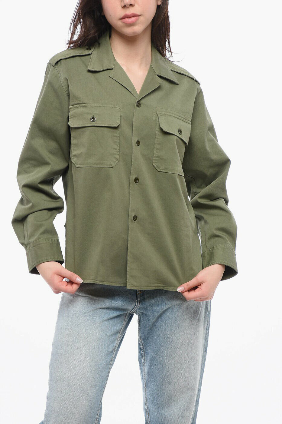 楽天BRANDSHOP・クラージュ楽天市場店デパートメント ファイブ DEPARTMENT FIVE シャツ レディース グリーン Casual shirts DS0031TS0001 715 関税 送料無料 ラッピング無料 2025SS dk