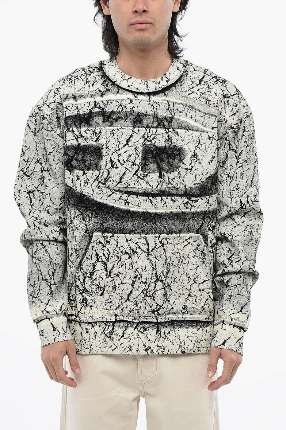 ディーゼル DIESEL クルーネックスウェットシャツ トレーナー メンズ ブラック Crew neck sweatshirts A11762 0ALAQ 9XXA 関税 送料無料 ラッピング無料 2025SS dk(4)