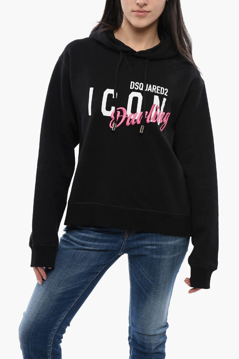 ディースクエアード DSQUARED2 クルーネックスウェットシャツ トレーナー レディース ブラック Crew ne..