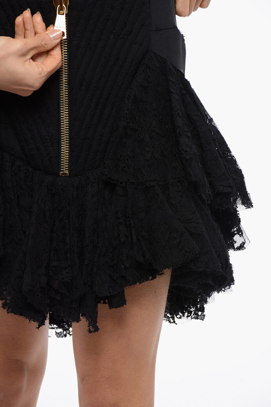 �Х�ޥ� BALMAIN �ߥ˥Хå� �������� ��ǥ����� �֥�å� Mini-skirts YF0LB580MB96 0PA ���� ����̵�� ��åԥ�̵�� 2026SS dk
