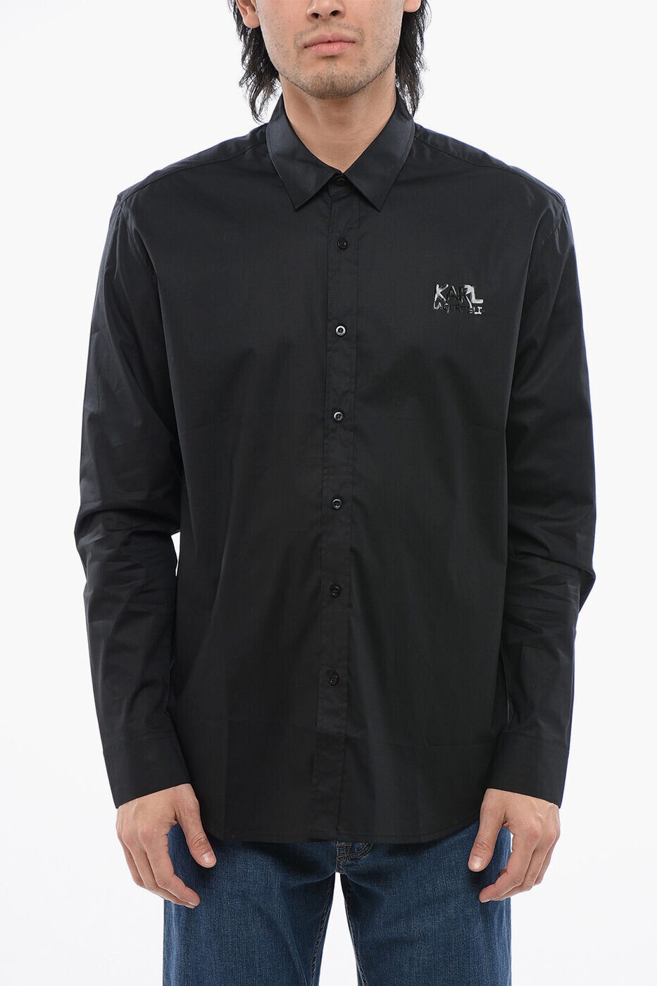 カール ラガーフェルド KARL LAGERFELD シャツ メンズ ブラック Casual shirts 605980531600990 関税 送料無料 ラッピング無料 2025AW dk