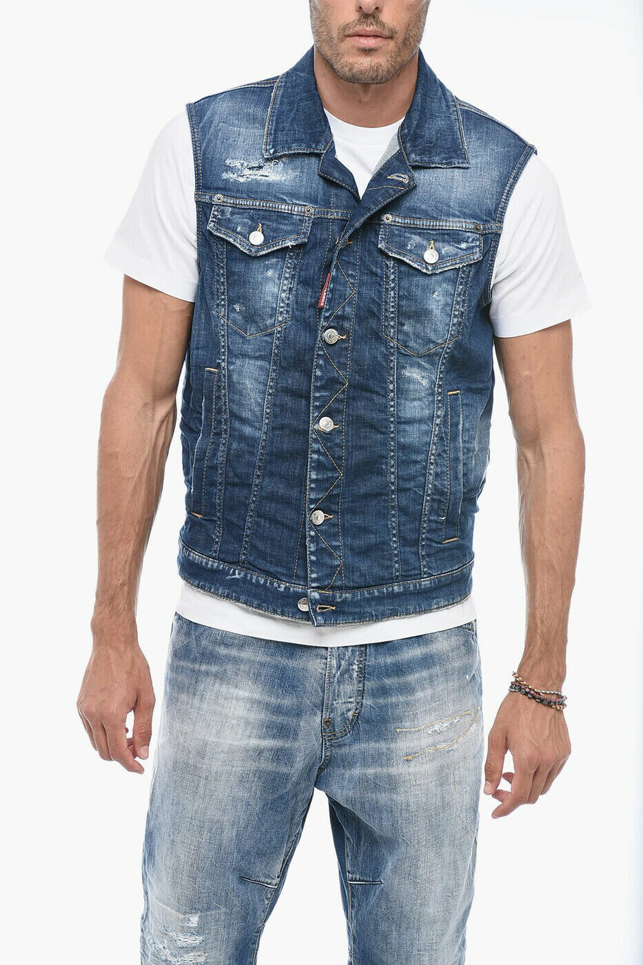 ǥ DSQUARED2 ȥ ٥  ֥롼 Waistcoats S74FB0313 S30342 470  ̵ ...