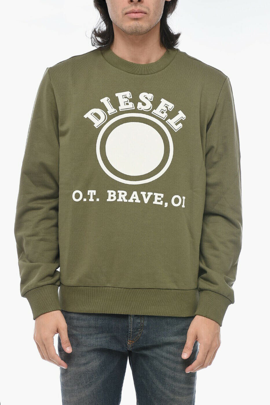 ディーゼル DIESEL クルーネックスウェットシャツ トレーナー メンズ グリーン Crew neck sweatshirts A11055 0HAYT 5AF 関税 送料無料 ラッピング無料 2025AW dk