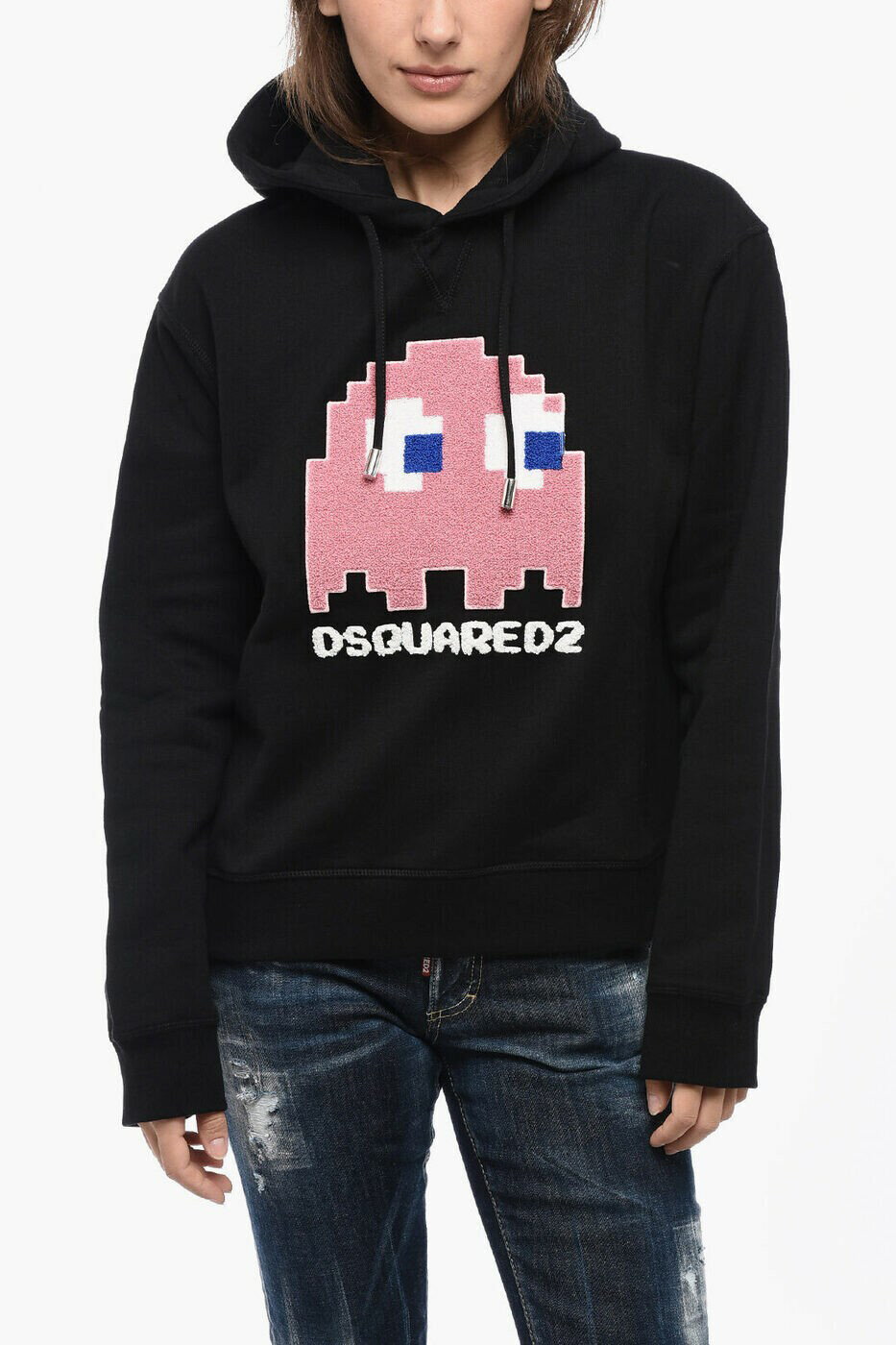 �ǥ��������������� DSQUARED2 ���롼�ͥå��������åȥ���� �ȥ졼�ʡ� ��ǥ����� �֥�å� Crew neck sweatshi...